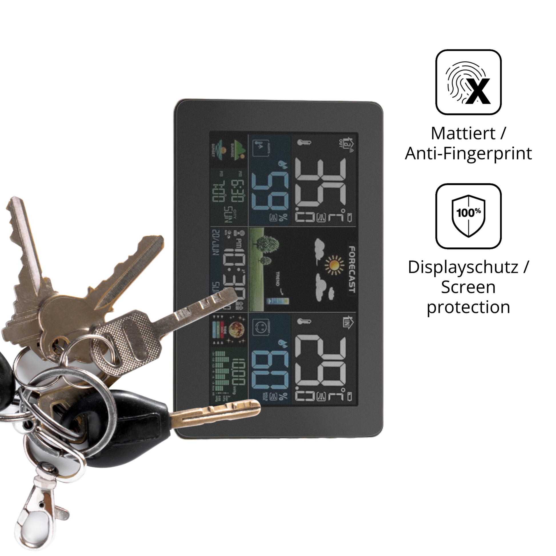 dipos Displayschutz für HAOYAO Wetterstation, mattierte Oberfläche, Blickschutzfilter und perfekter Passform