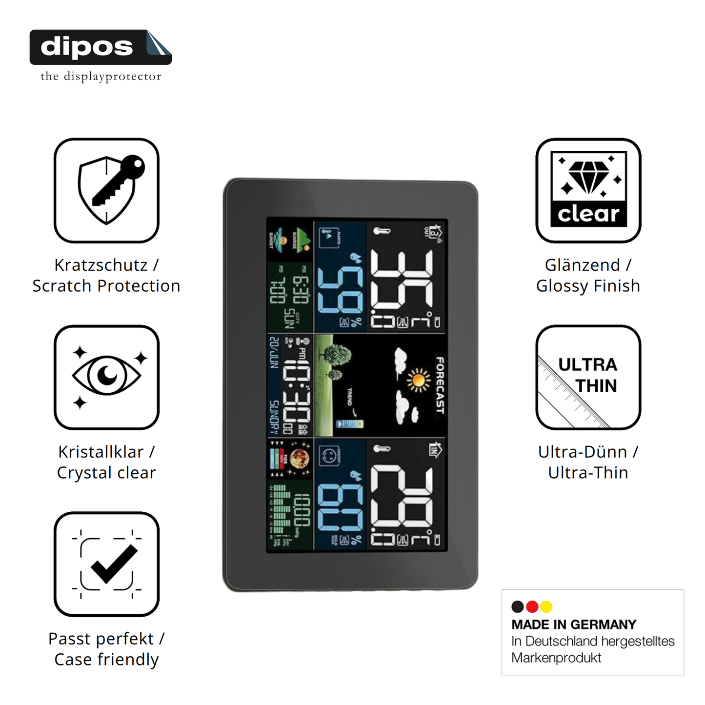 Displayschutz hergestellt in Deutschland, höchste Qualität made in Germany