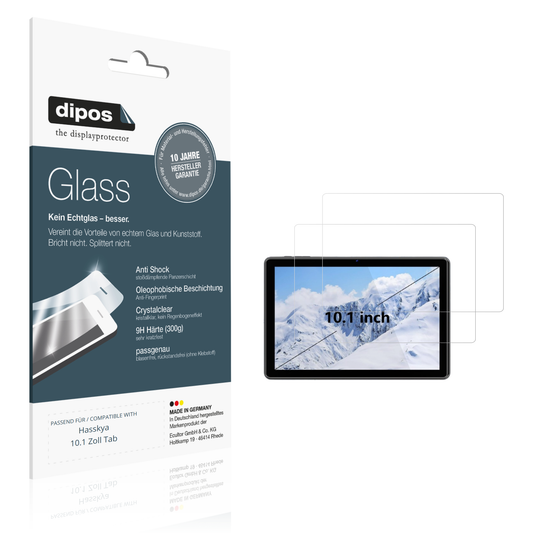 Klare Displayschutzfolie von dipos passend für hasskya10.1 zoll tab, 9H kratzfest und blasenfrei montiert