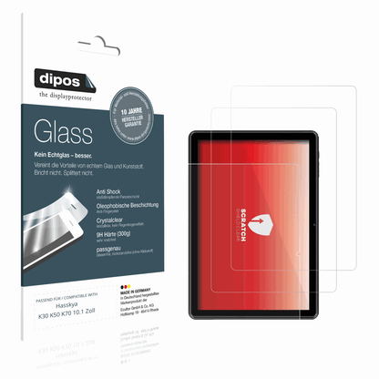 Klare Displayschutzfolie von dipos passend für Hasskya K30 K50 K70 10.1 Zoll, 9H kratzfest und blasenfrei montiert