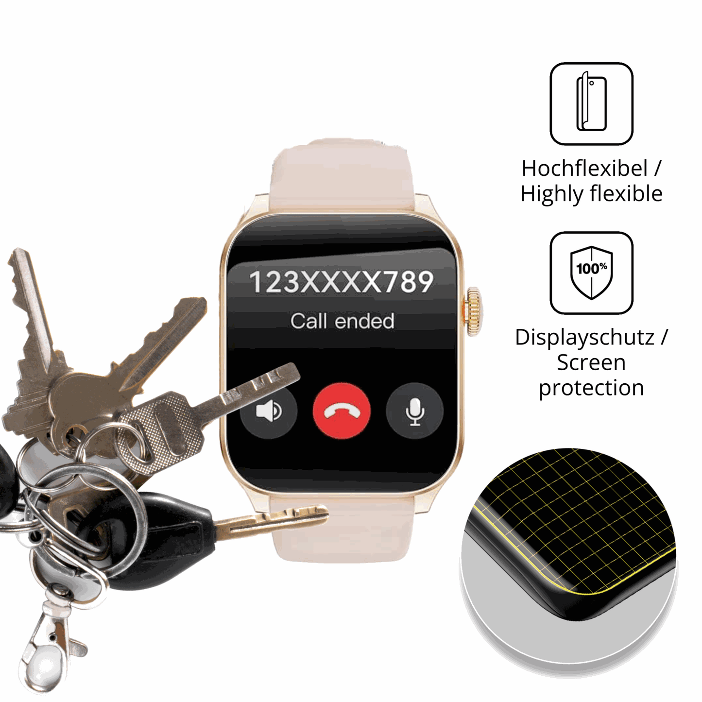 dipos Displayschutz für Haulvean Smartwatch 1.91 Zoll 2025, transparente Oberfläche, geringe Dicke und perfekte Passform