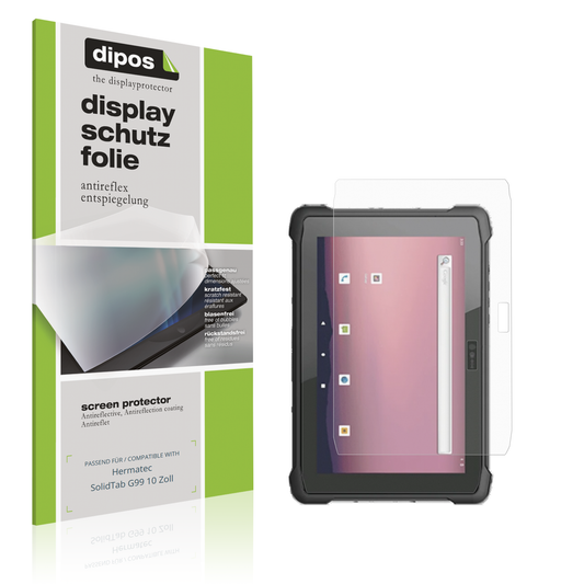 Matte Displayschutzfolie von dipos passend für hermatecsolidtab g99 10 zoll, präziser Zuschnitt und blasenfrei montiert