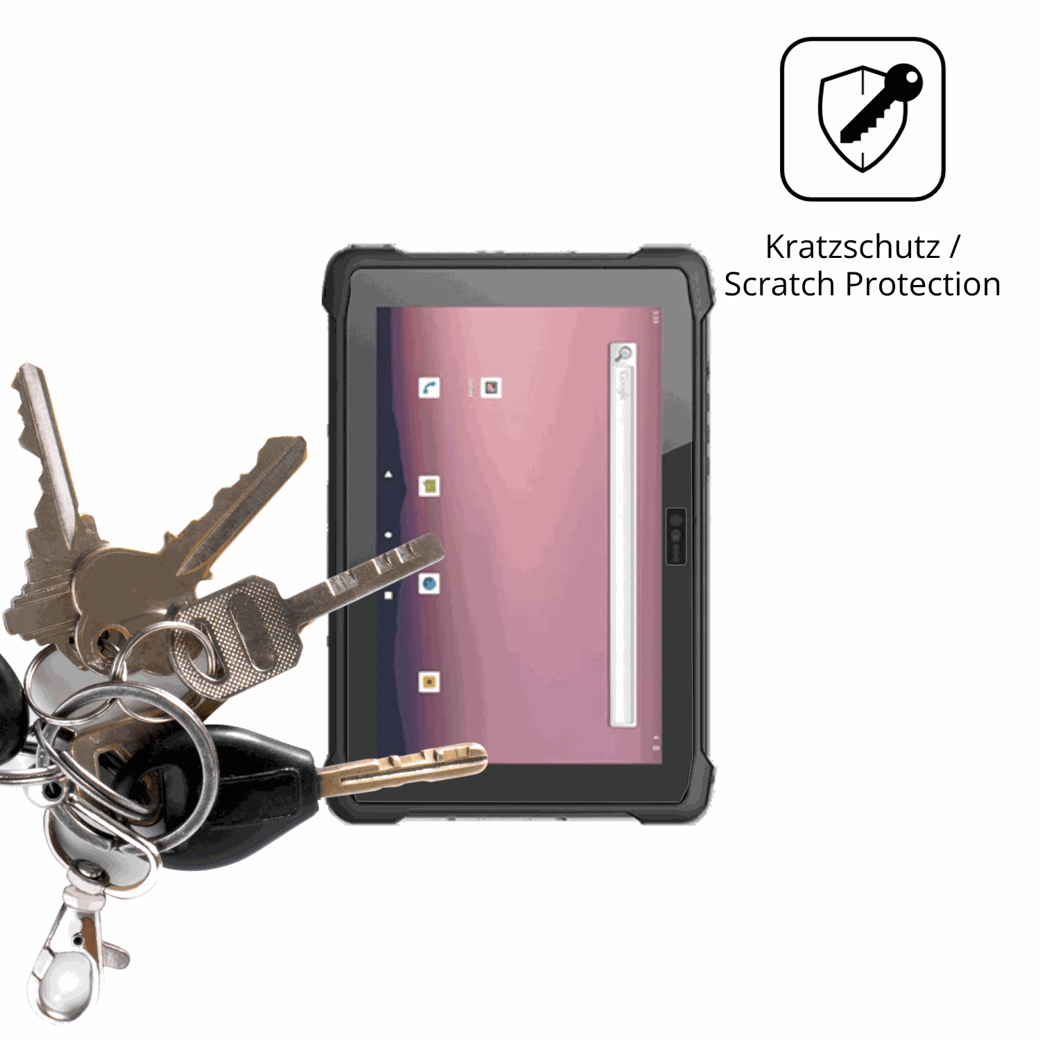 Schutz gegen Kratzer auf dem hermatecsolidtab g99 10 zoll Glas durch Schlüssel oder Ähnliches