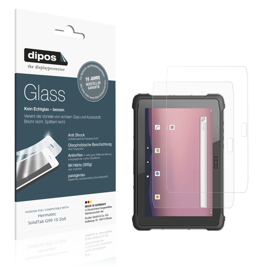Matte Displayschutzfolie von dipos passend für hermatecsolidtab g99 10 zoll, 9H kratzfest und blasenfrei montiert