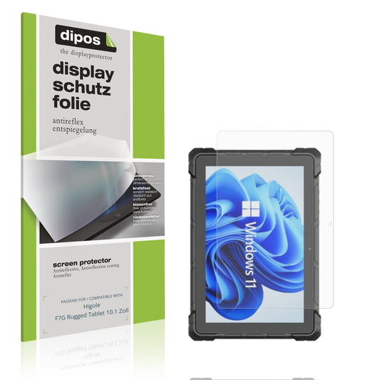 Matte Displayschutzfolie von dipos passend für higolef7g rugged tablet 10.1 zoll, präziser Zuschnitt und blasenfrei montiert