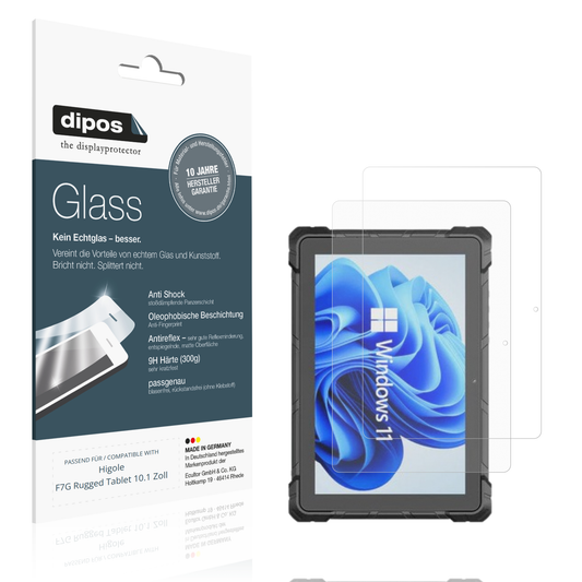 Matte Displayschutzfolie von dipos passend für higolef7g rugged tablet 10.1 zoll, 9H kratzfest und blasenfrei montiert