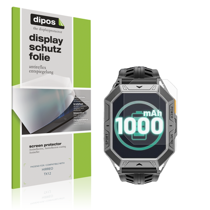 Matte Displayschutzfolie von dipos passend für HIRREO TX12, präziser Zuschnitt und blasenfrei montiert