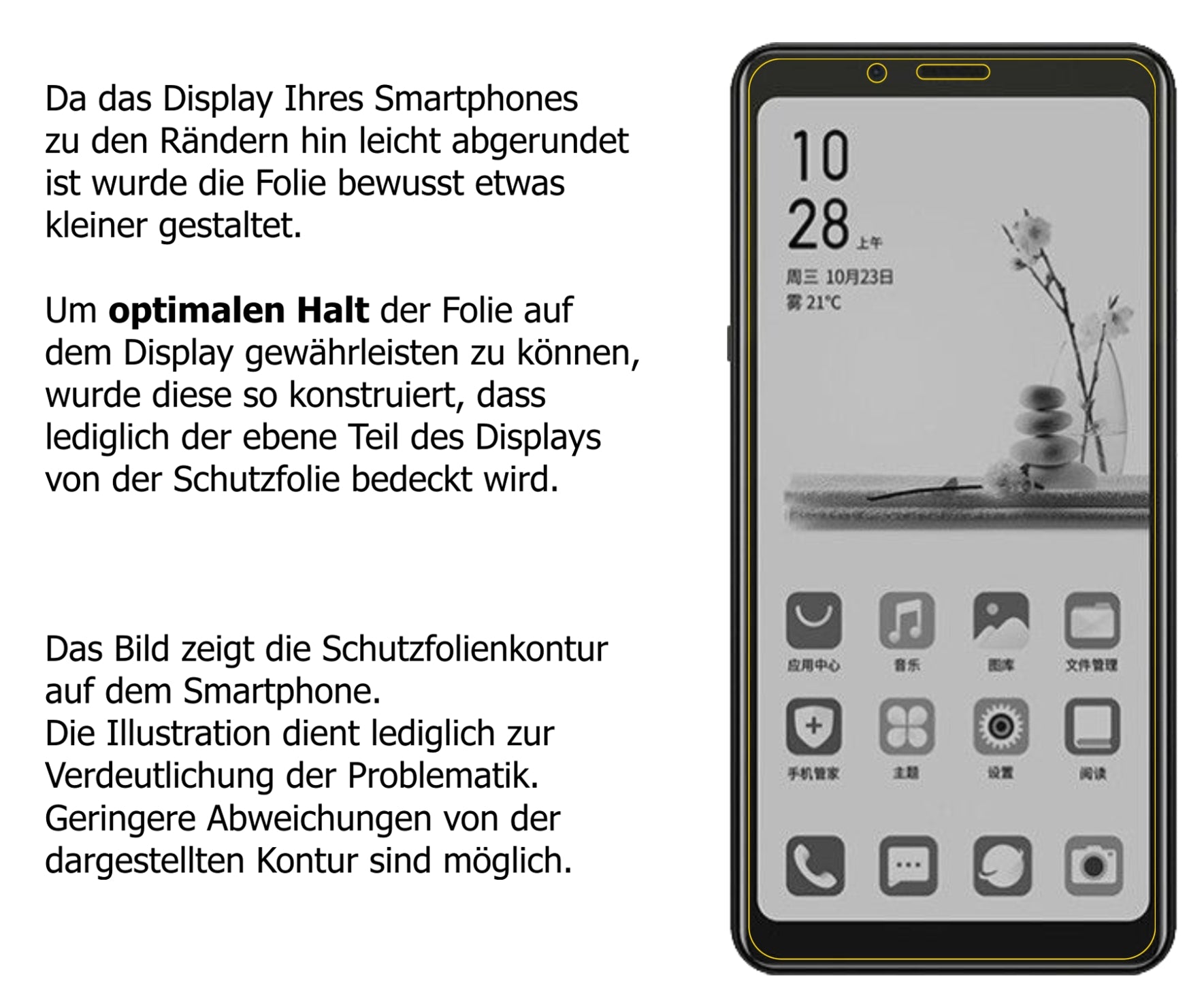 Dünne und klare Folie passend zugeschnitten für HiSense A5
