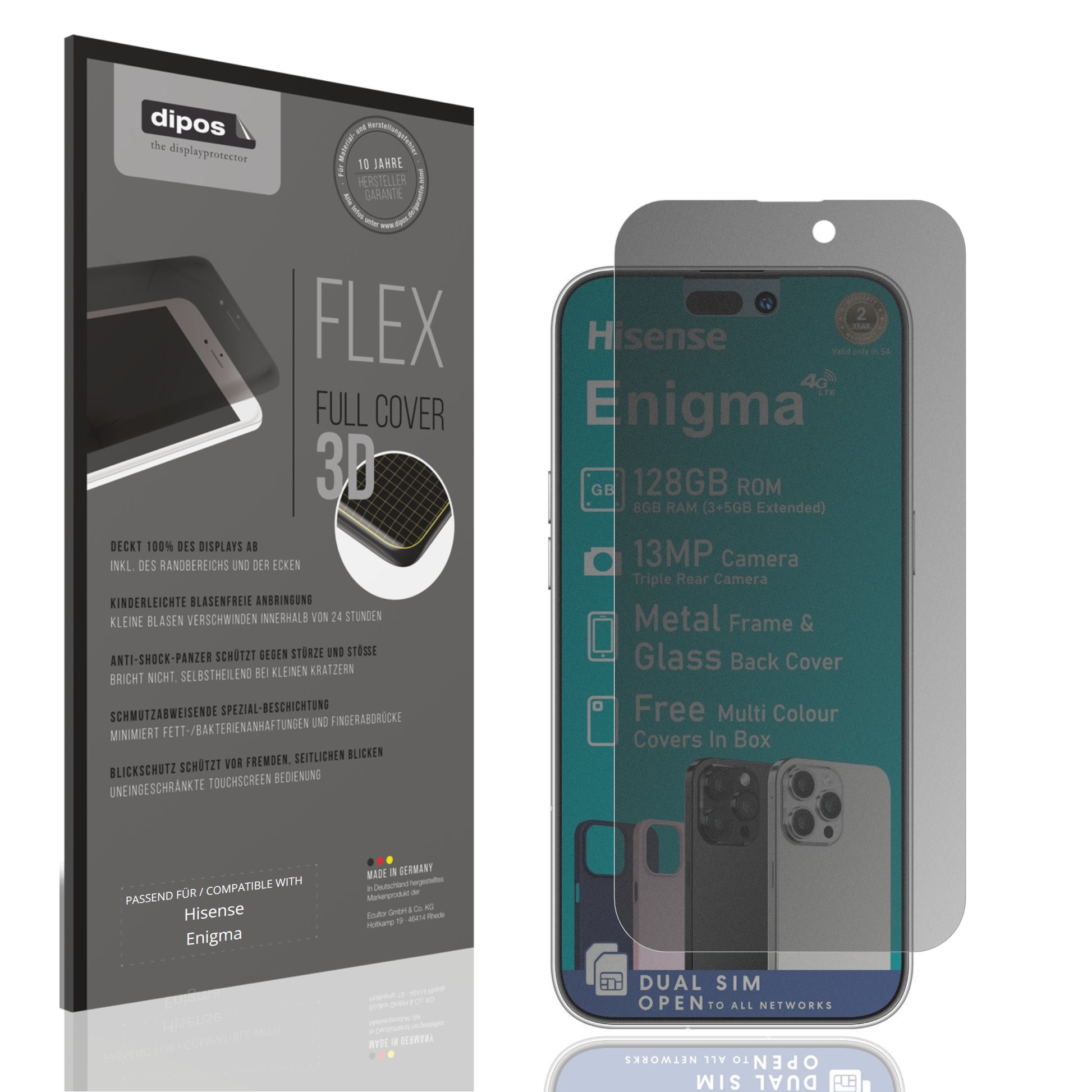 Blickschutzfolie von dipos passend für Hisense Enigma, 100% Displayabdeckung und blasenfreie Montage