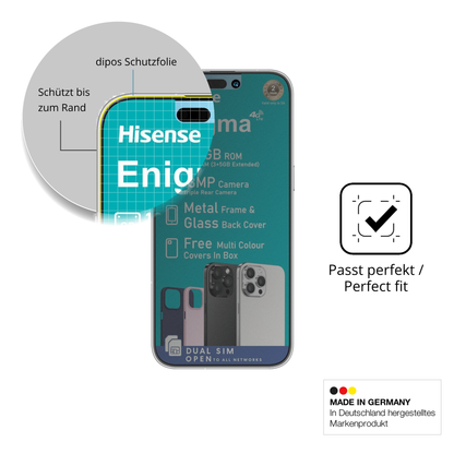 Schutz gegen Kratzer auf dem Hisense Enigma Glas durch Schlüssel, Stöße gegen die Tischkante oder Stürze