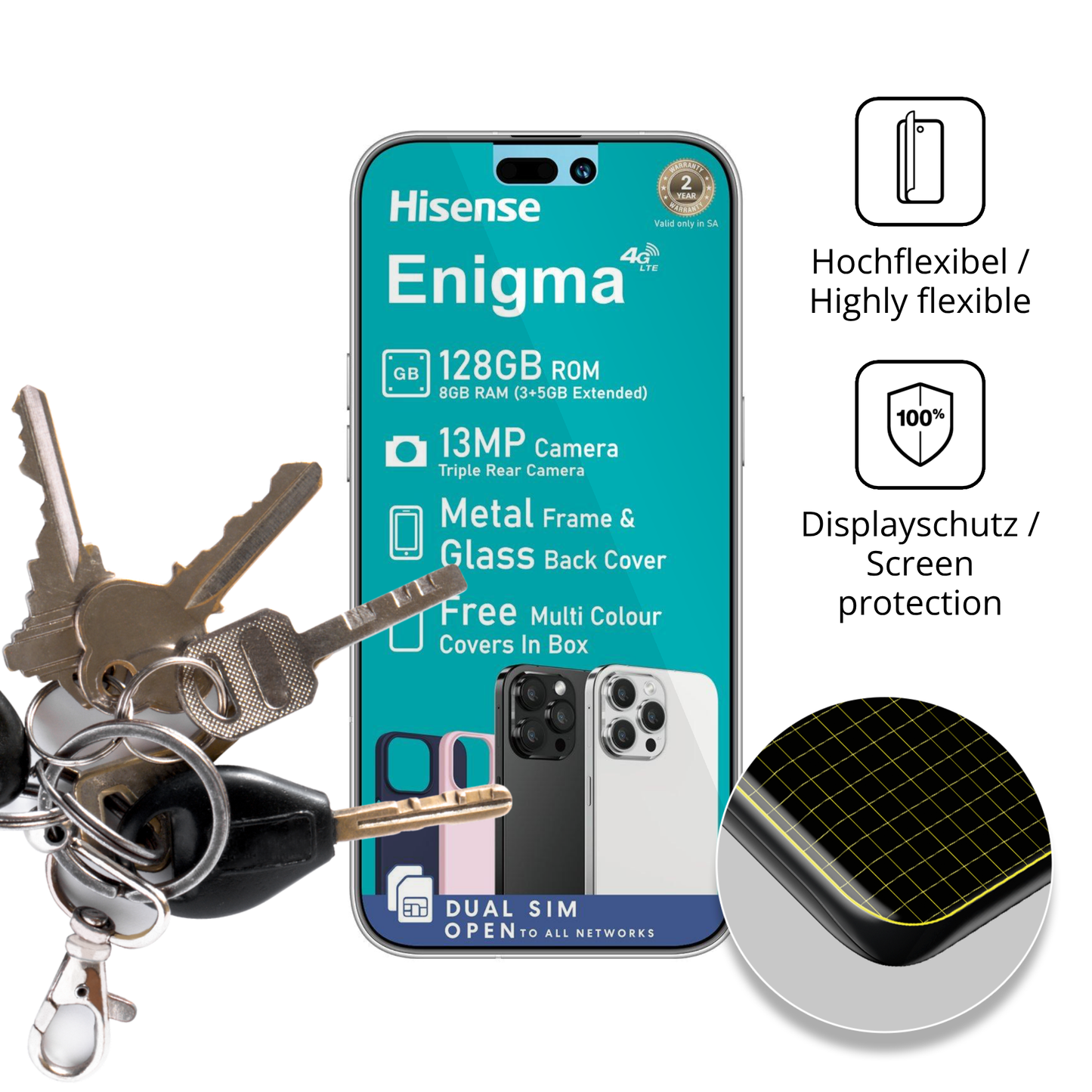 dipos Displayschutz für Hisense Enigma, transparente Oberfläche, geringe Dicke und perfekte Passform