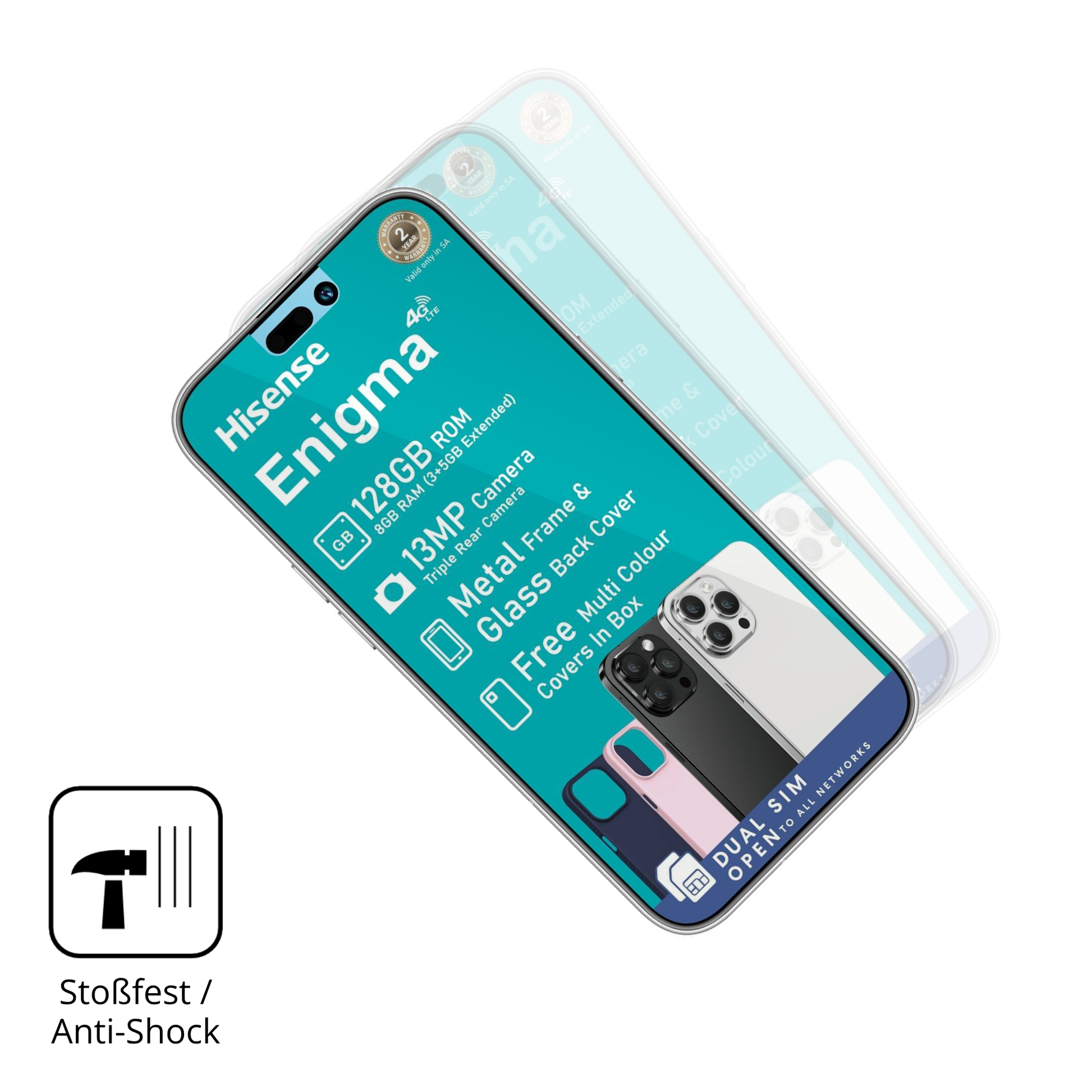 Schutz gegen Kratzer auf dem Hisense Enigma Glas durch Schlüssel oder Ähnliches