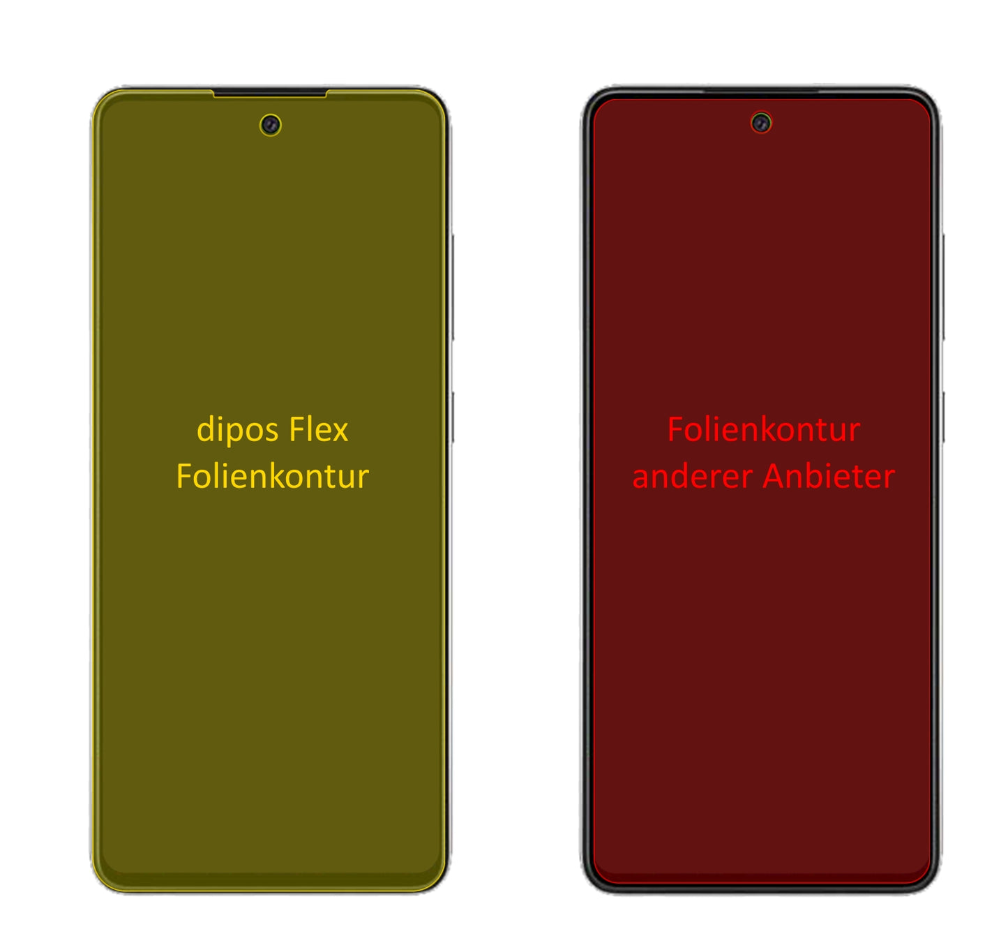 HisenseH50S mit aufgebrachter dipos Displayschutzfolie, glasklare Darstellung ohne Einschränkungen