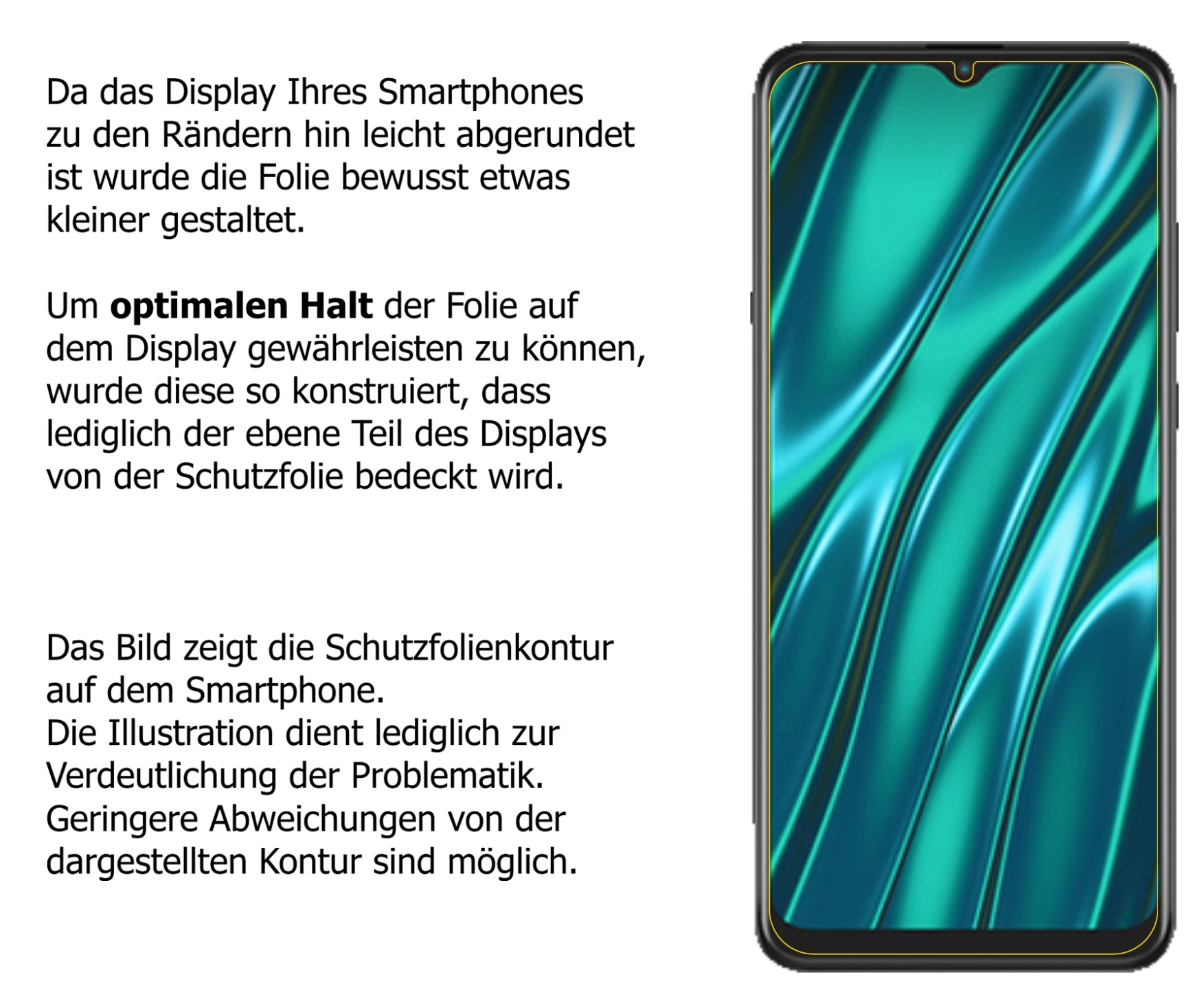 Schutzfolie mit optimaler Passform, zur Verwendung mit Hüllen geeignet