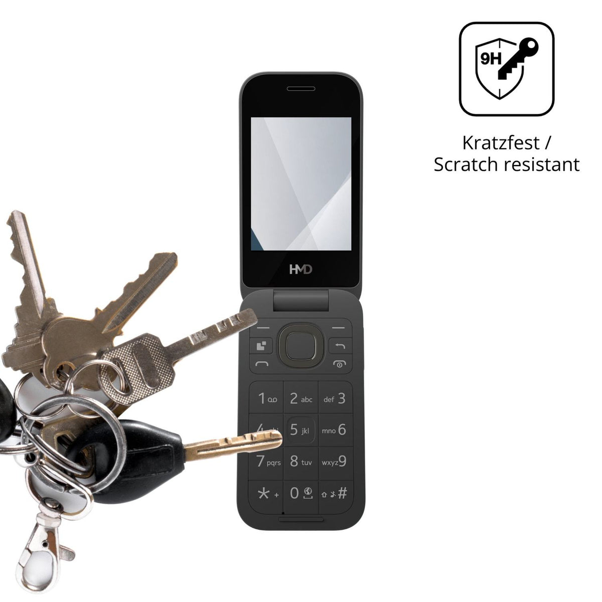 dipos Displayschutz für HMD 2660 Flip 4G, transparente Oberfläche, perfekte Passform auch für die Rundungen