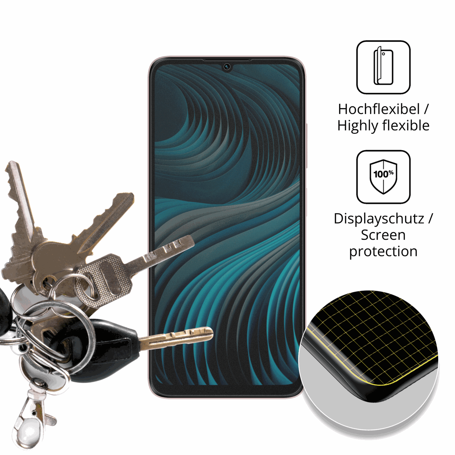 dipos Displayschutz für HMD Vibe2 5G, mit Blickschutzfilter und perfekter Passform auch für die Rundungen