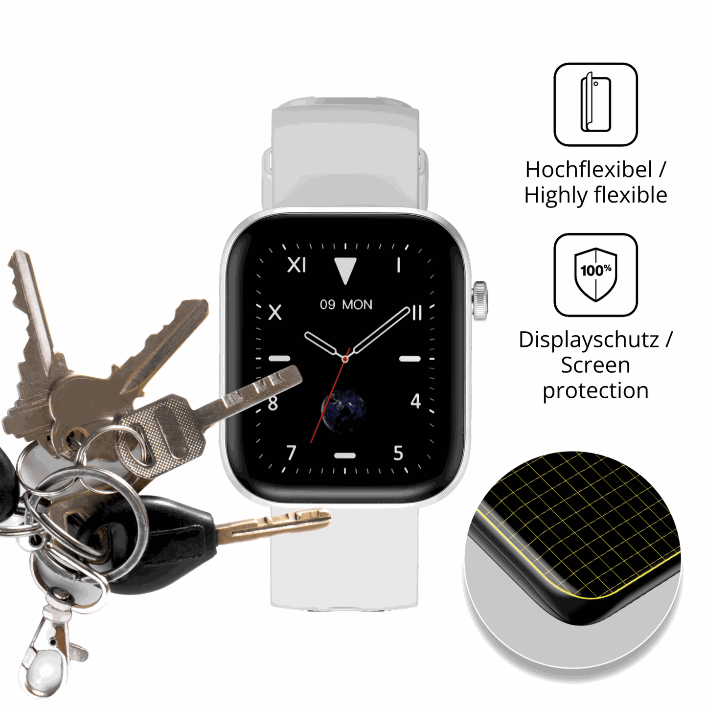 dipos Displayschutz f�r HMD Watch P1, transparente Oberfl�che, geringe Dicke und perfekte Passform