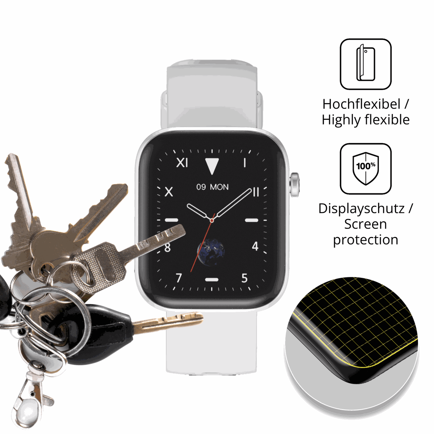 dipos Displayschutz f�r HMD Watch P1, transparente Oberfl�che, perfekte Passform auch f�r die Rundungen