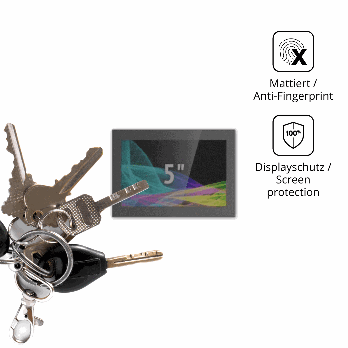 dipos Displayschutz für HMI Ultratronik Glass Touch Front 5 Zoll, mattierte Oberfläche, Blickschutzfilter und perfekter Passform