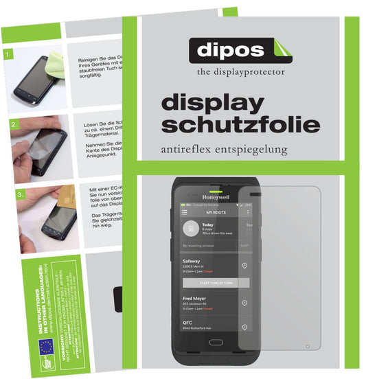 Matte Displayschutzfolie von dipos passend für Honeywell CT40, präziser Zuschnitt und blasenfrei montiert