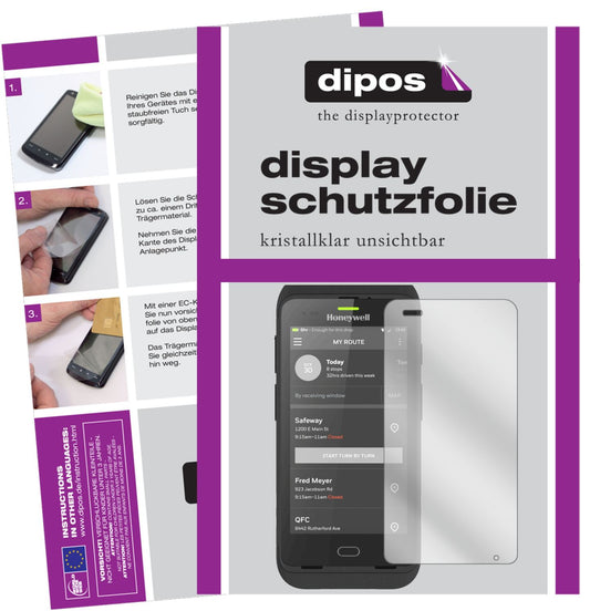 Klare Displayschutzfolie von dipos passend für Honeywell CT40, präziser Zuschnitt und blasenfrei montiert