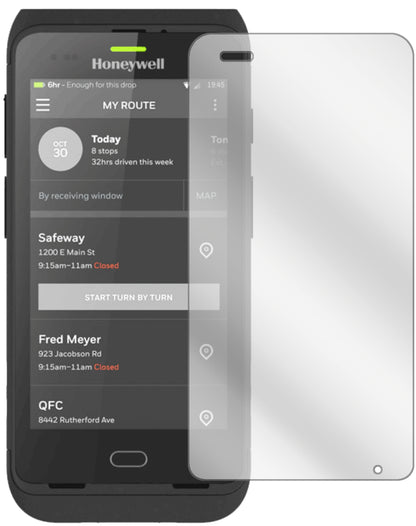 HoneywellCT40 mit aufgebrachter dipos Displayschutzfolie, glasklare Darstellung ohne Einschränkungen