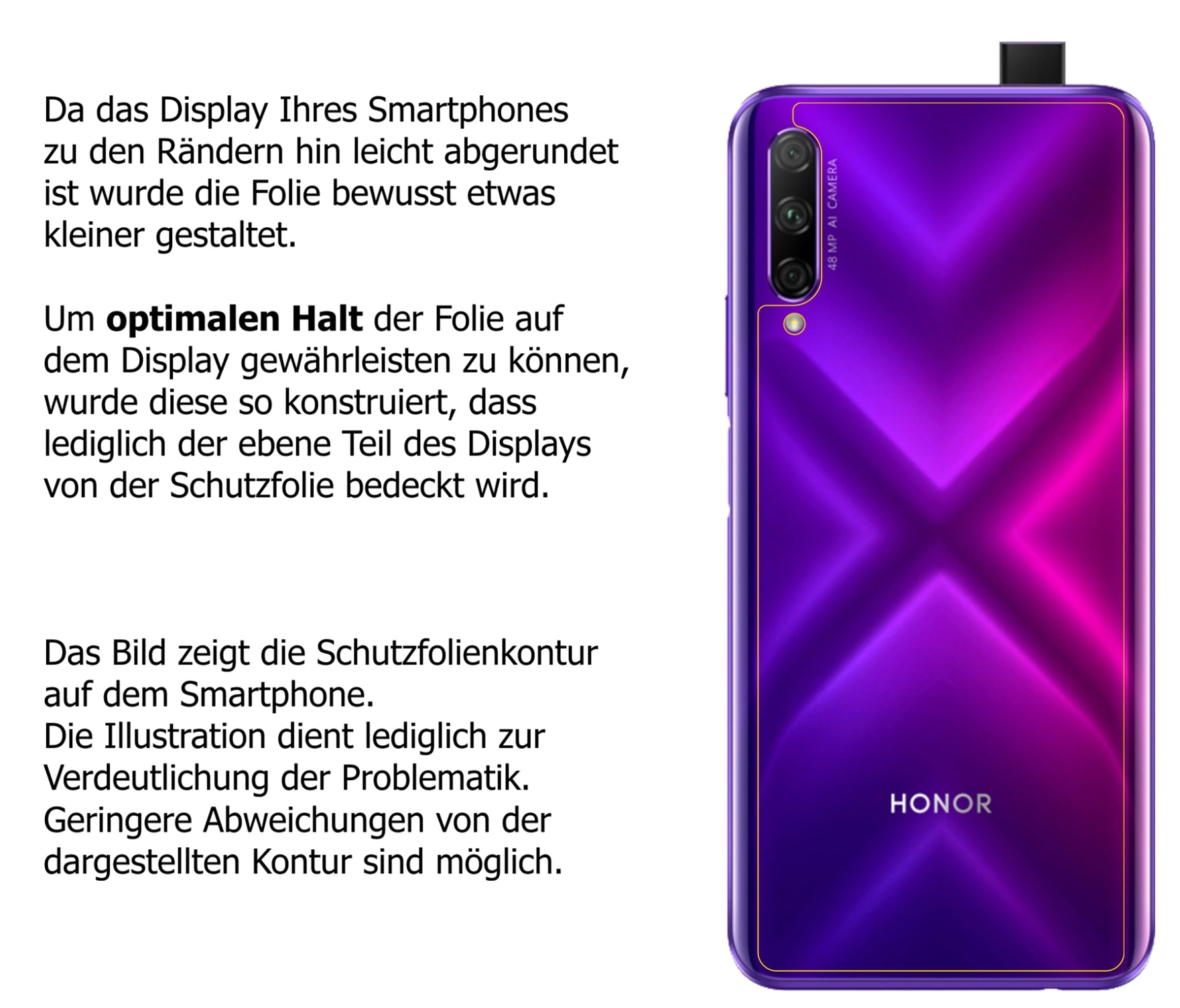 dipos Displayschutz für Honor 9X Pro Rückseite, mattierte Oberfläche, robuste Festigkeit und perfekte Passform