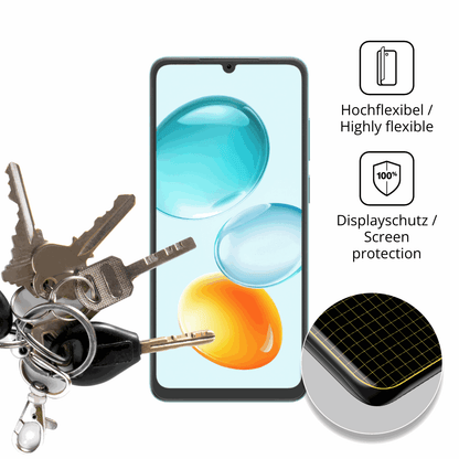 dipos Displayschutz für Honor Play 11C, transparente Oberfläche, perfekte Passform auch für die Rundungen