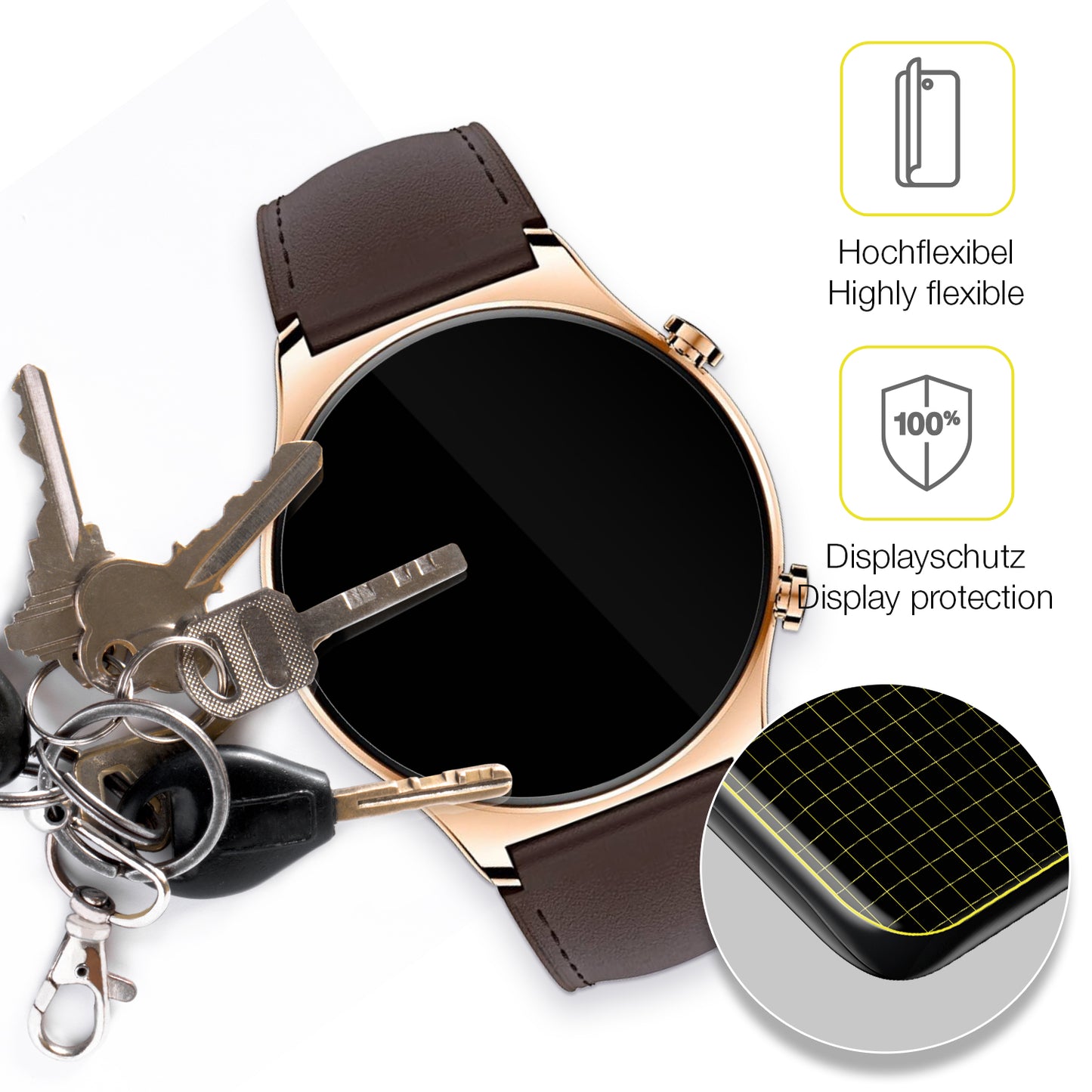 dipos Displayschutz für Honor Watch GS 3, transparente Oberfläche, geringe Dicke und perfekte Passform