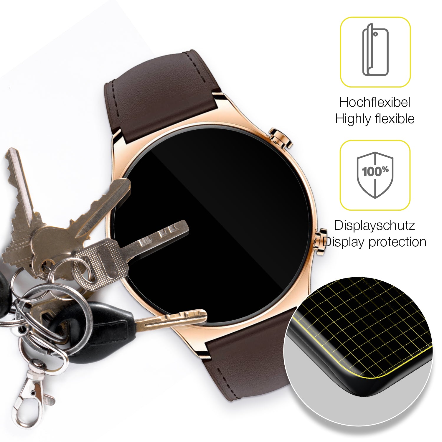 dipos Displayschutz für Honor Watch GS 3, transparente Oberfläche, geringe Dicke und perfekte Passform
