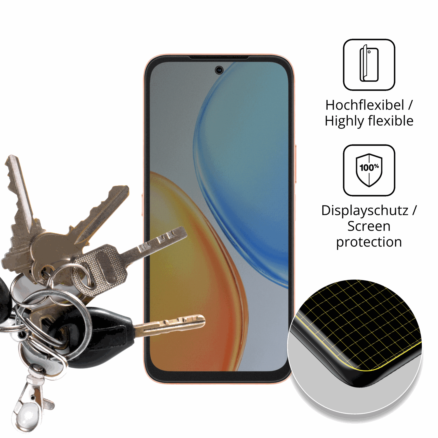 dipos Displayschutz für Honor X7e, mit Blickschutzfilter und perfekter Passform auch für die Rundungen