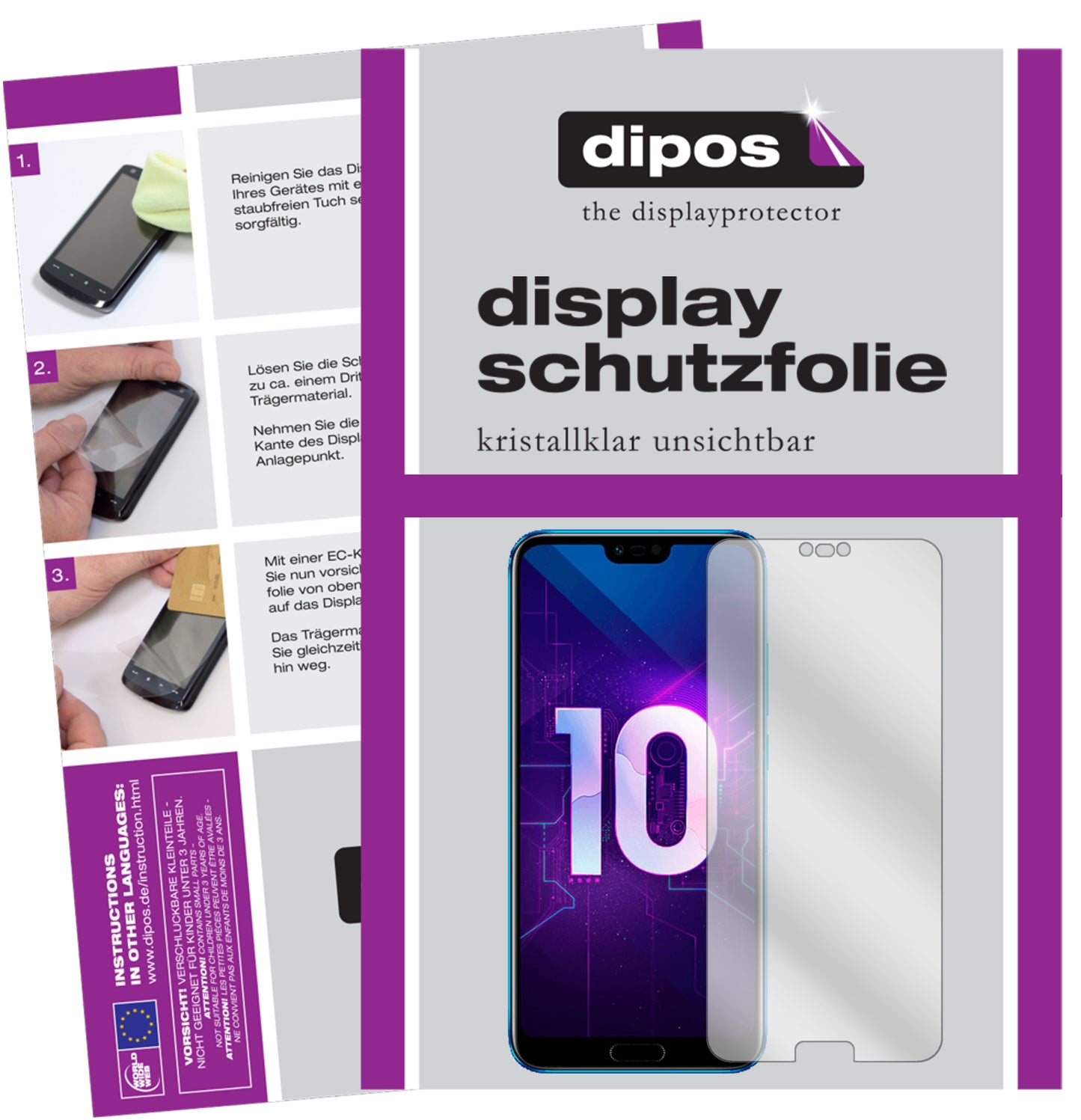 Kristallklare, dünne Schutzfolie: Kratzfest & passgenau für Honor-10