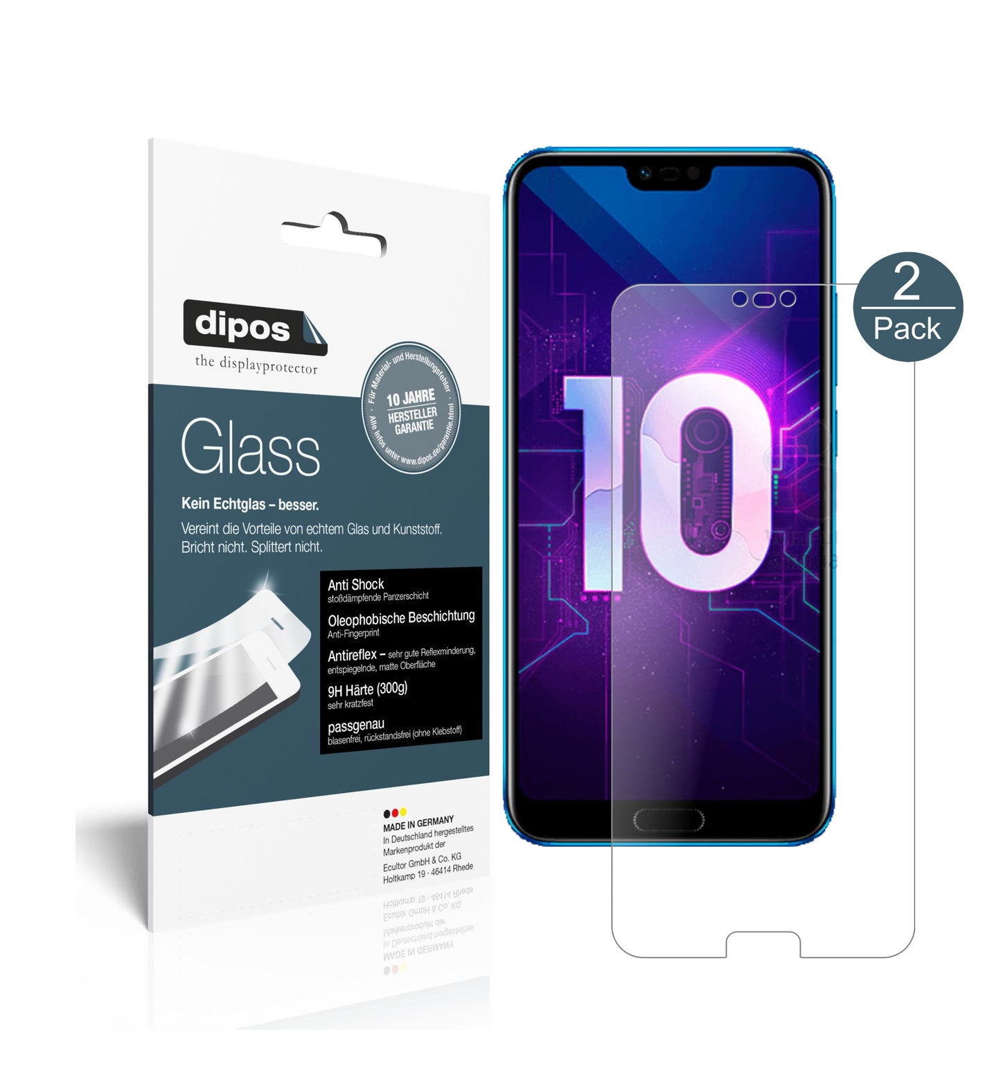 Mattes Panzerglas: Schutz vor Brüchen, Fingerabdrücken und Bildschirmblendung für Honor-10