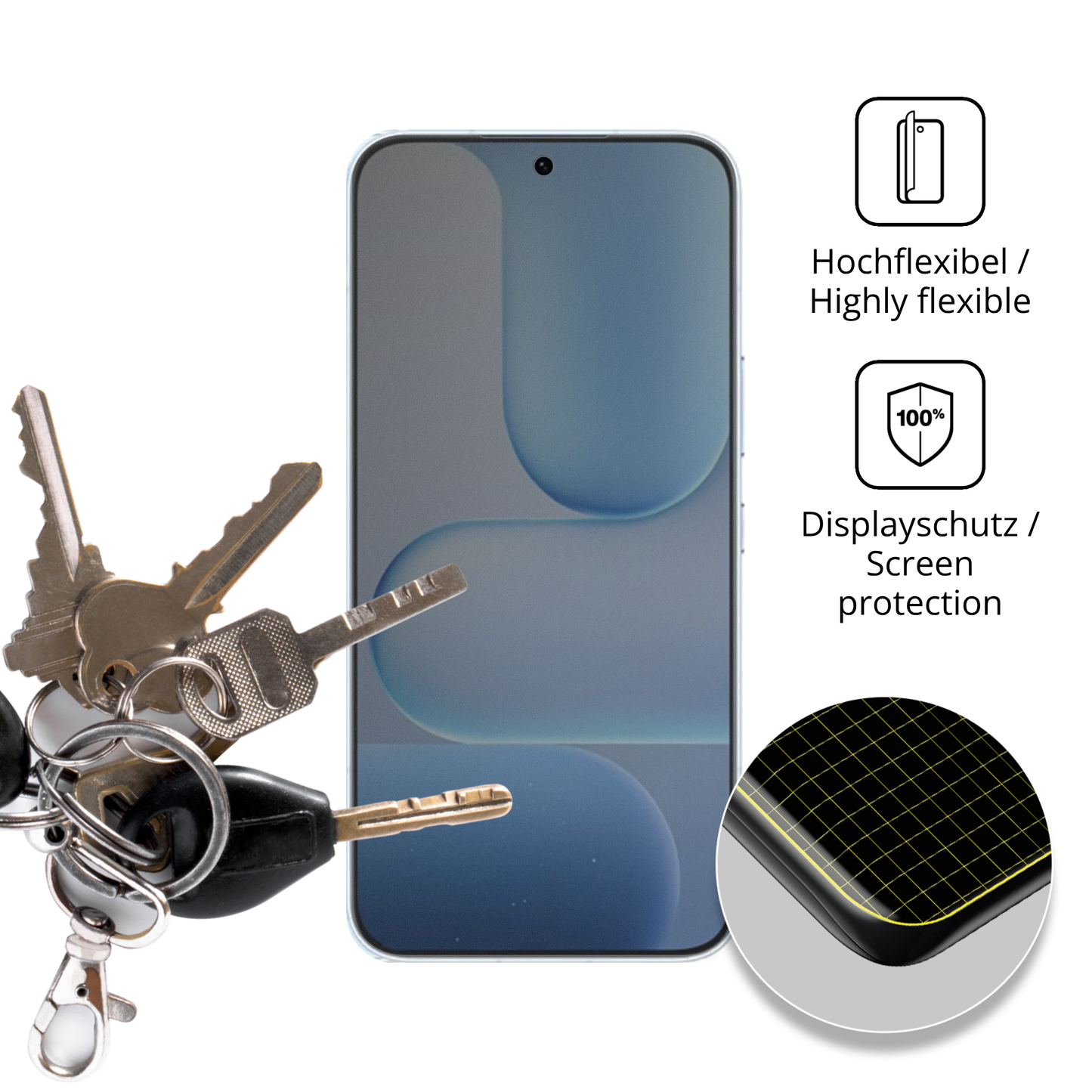 dipos Displayschutz für honor500, mit Blickschutzfilter und perfekter Passform auch für die Rundungen