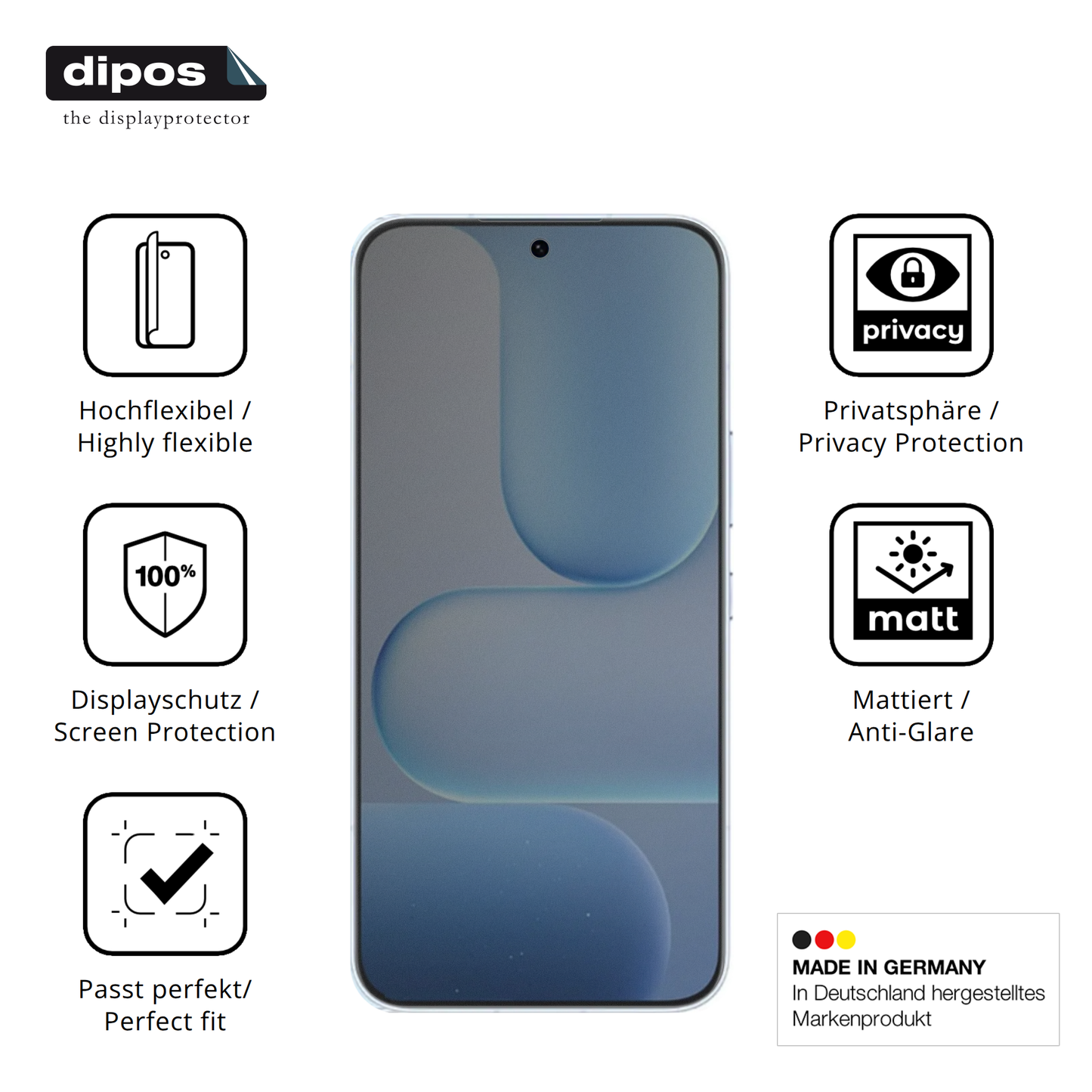 Flexible TPU-Folie passend zugeschnitten für honor500 pro, mit Privatsphäre-Schutz durch Sichtschutz-Folie