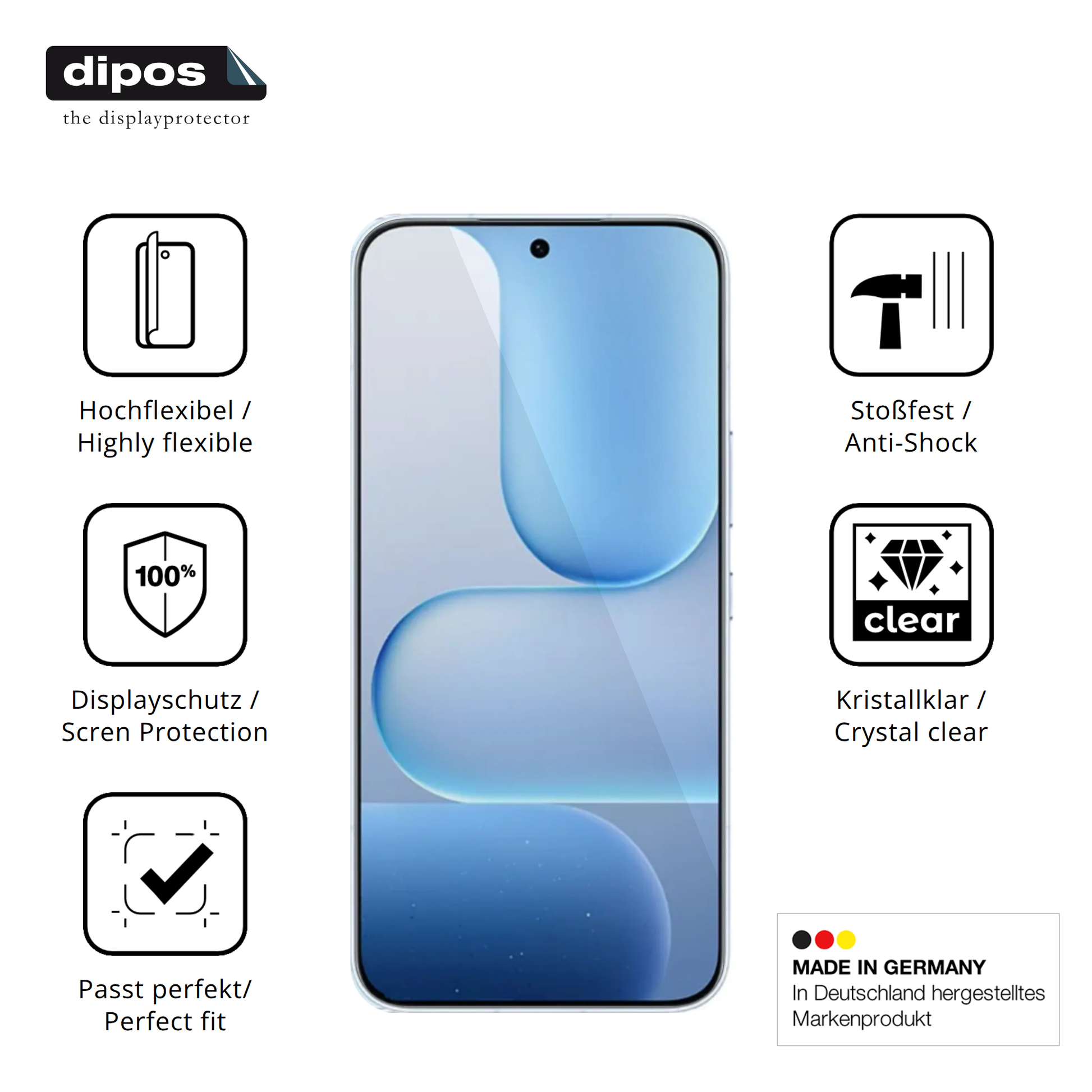 Displayschutz hergestellt in Deutschland, höchste Qualität made in Germany