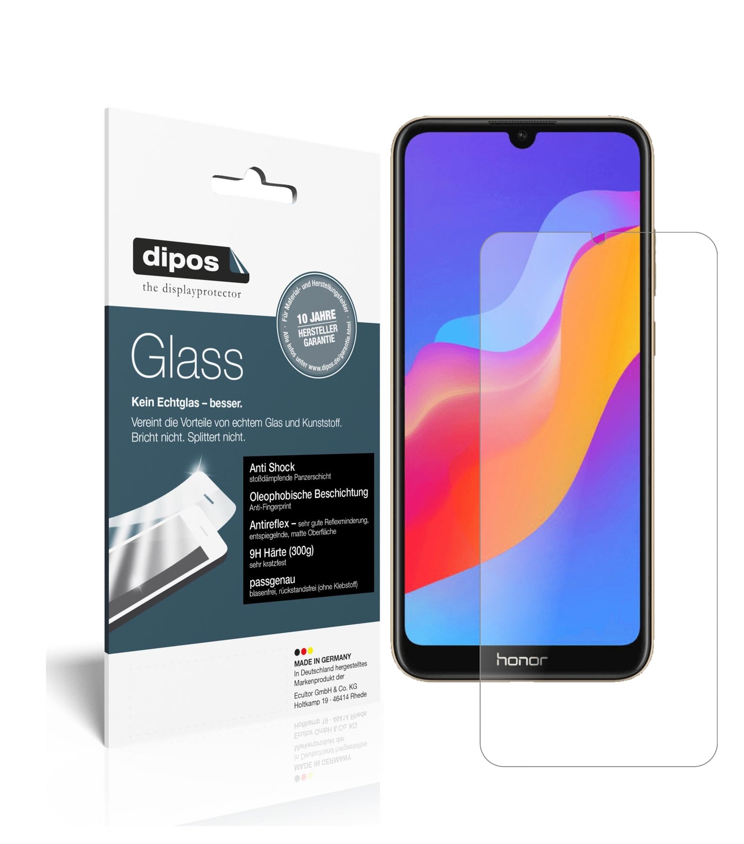 Mattes Panzerglas: Schutz vor Brüchen, Fingerabdrücken und Bildschirmblendung für Honor-8A Pro
