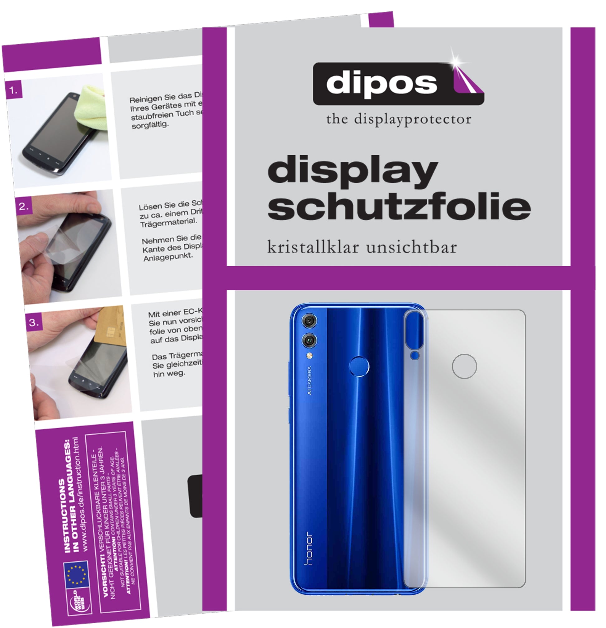 Kristallklare, dünne Schutzfolie: Kratzfest & passgenau für Honor-8X Max Rückseite