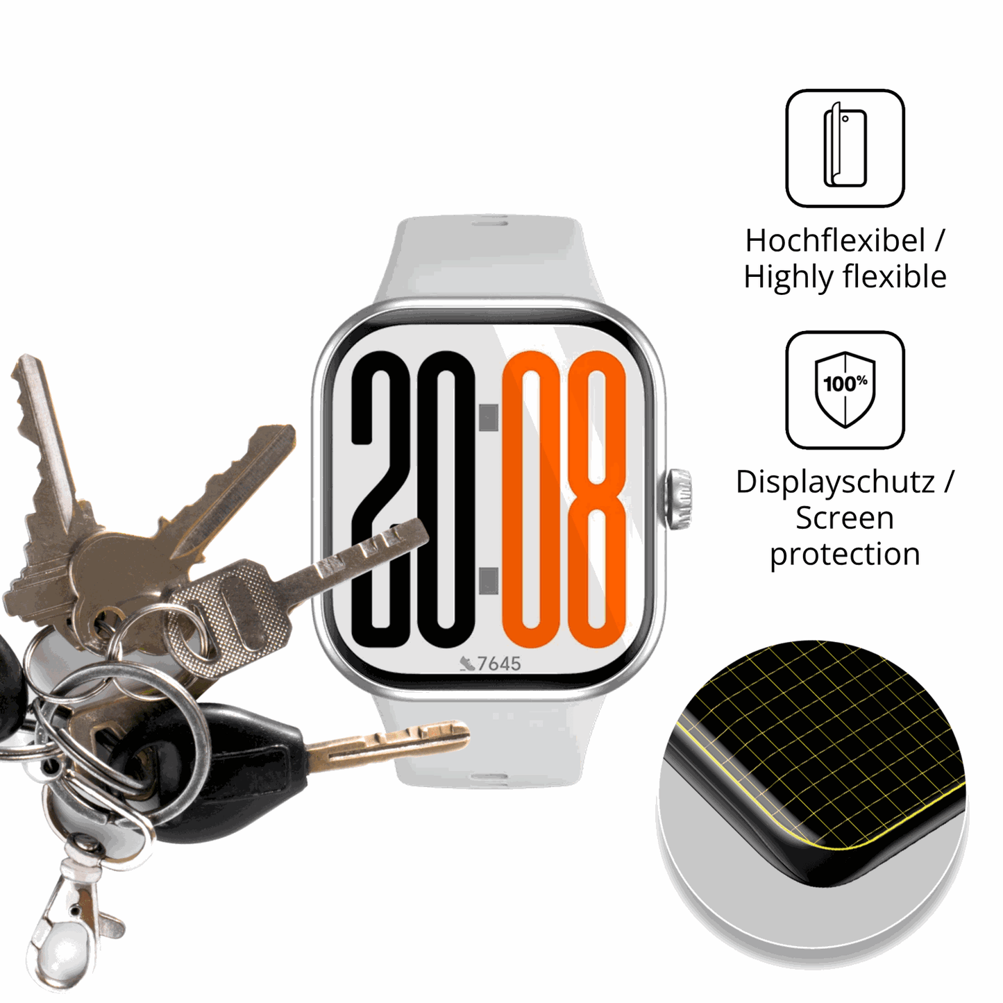 dipos Displayschutz für Honor Choice Infowear Watch 2 Pro, transparente Oberfläche, geringe Dicke und perfekte Passform
