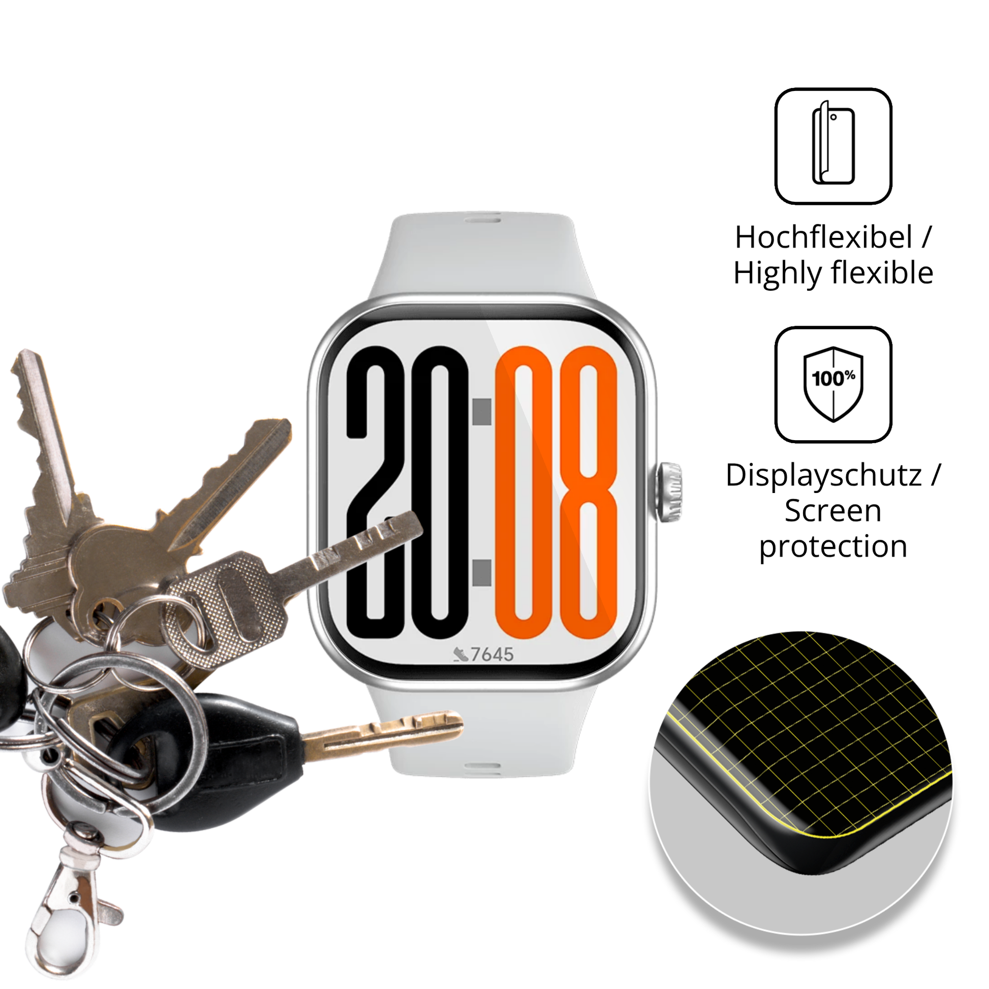 dipos Displayschutz für Honor Choice Infowear Watch 2 Pro, transparente Oberfläche, geringe Dicke und perfekte Passform