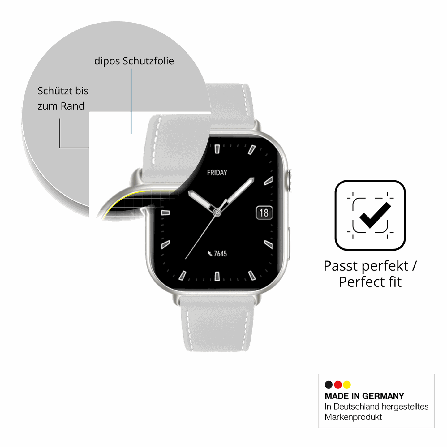 Schutzfolie mit optimaler Passform, zur Verwendung mit Hüllen geeignet