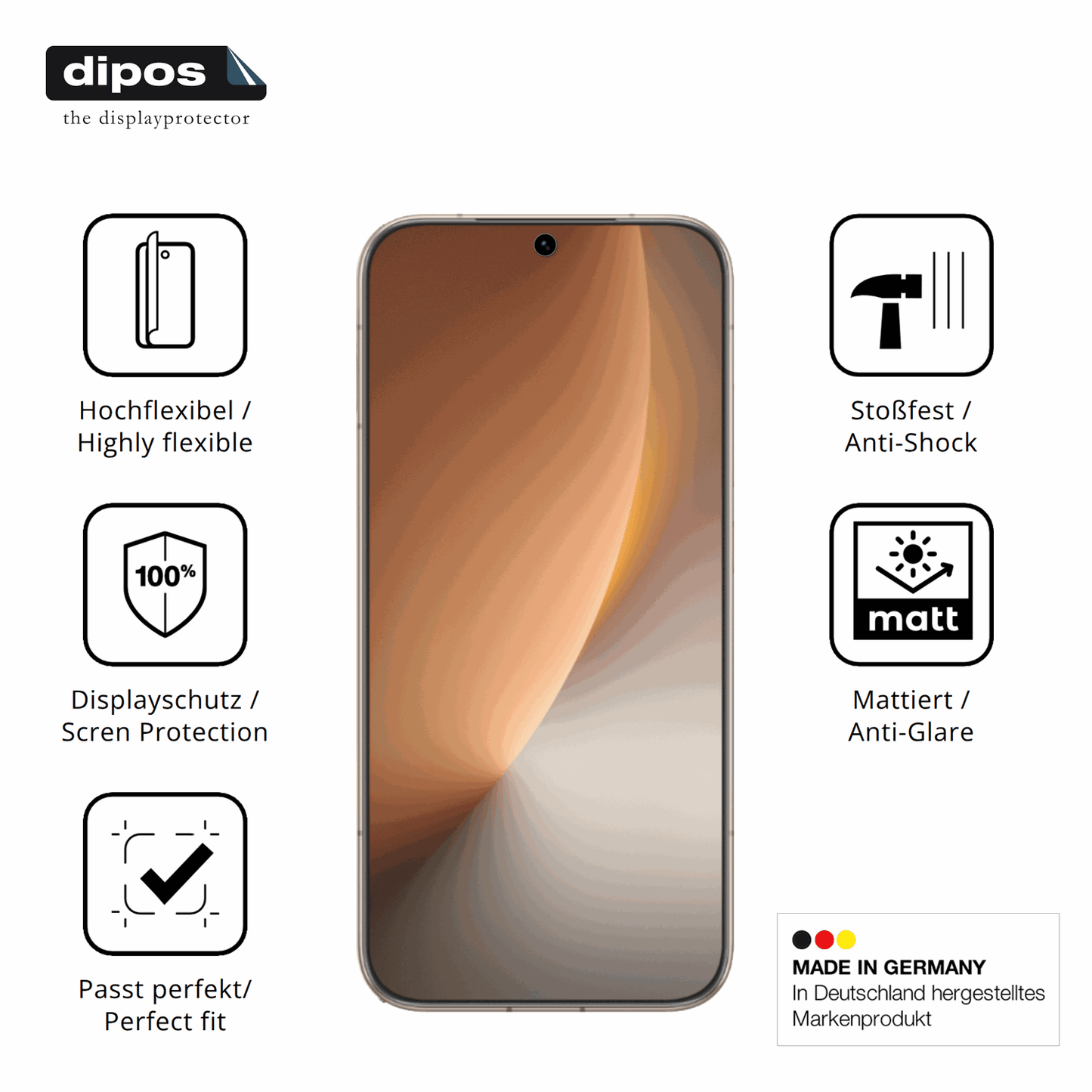 Displayschutz hergestellt in Deutschland, höchste Qualität made in Germany