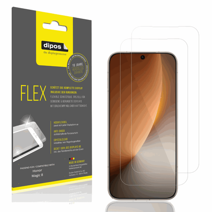 Klare Displayschutzfolie von dipos passend für honormagic 8, 100% Displayabdeckung und blasenfreie Montage