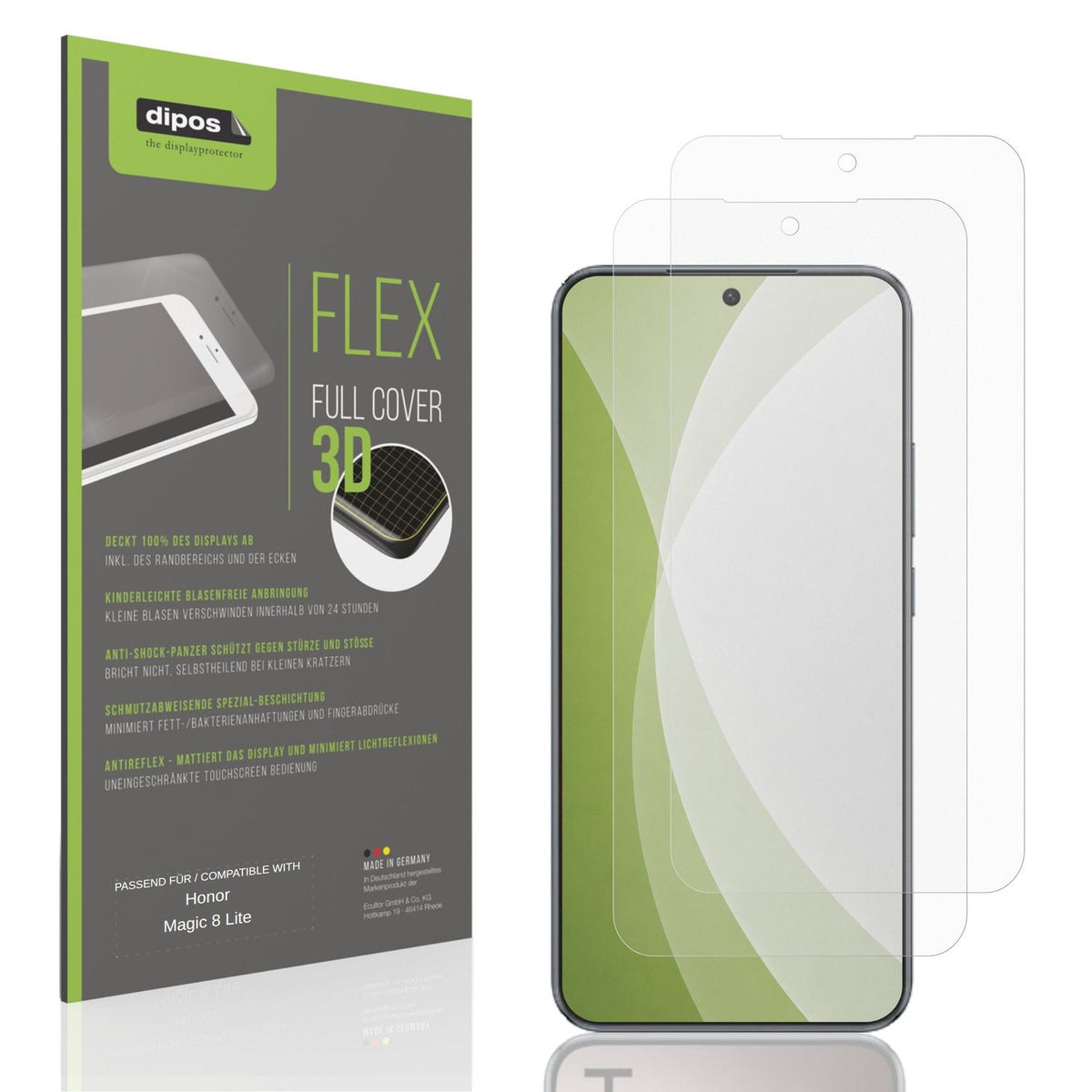 Matte Displayschutzfolie von dipos passend für Honor Magic 8 Lite, 100% Displayabdeckung und blasenfreie Montage