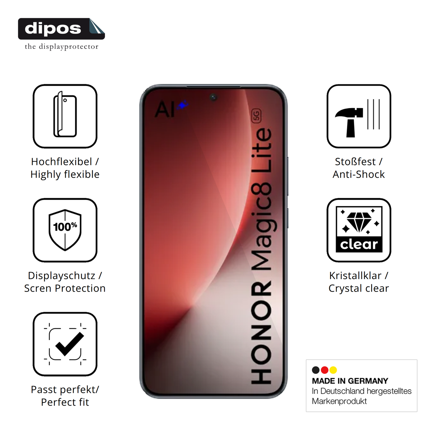 Displayschutz hergestellt in Deutschland, höchste Qualität made in Germany