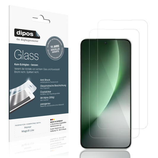 Klare Displayschutzfolie von dipos passend für Honor Magic8 Lite, 9H kratzfest und blasenfrei montiert