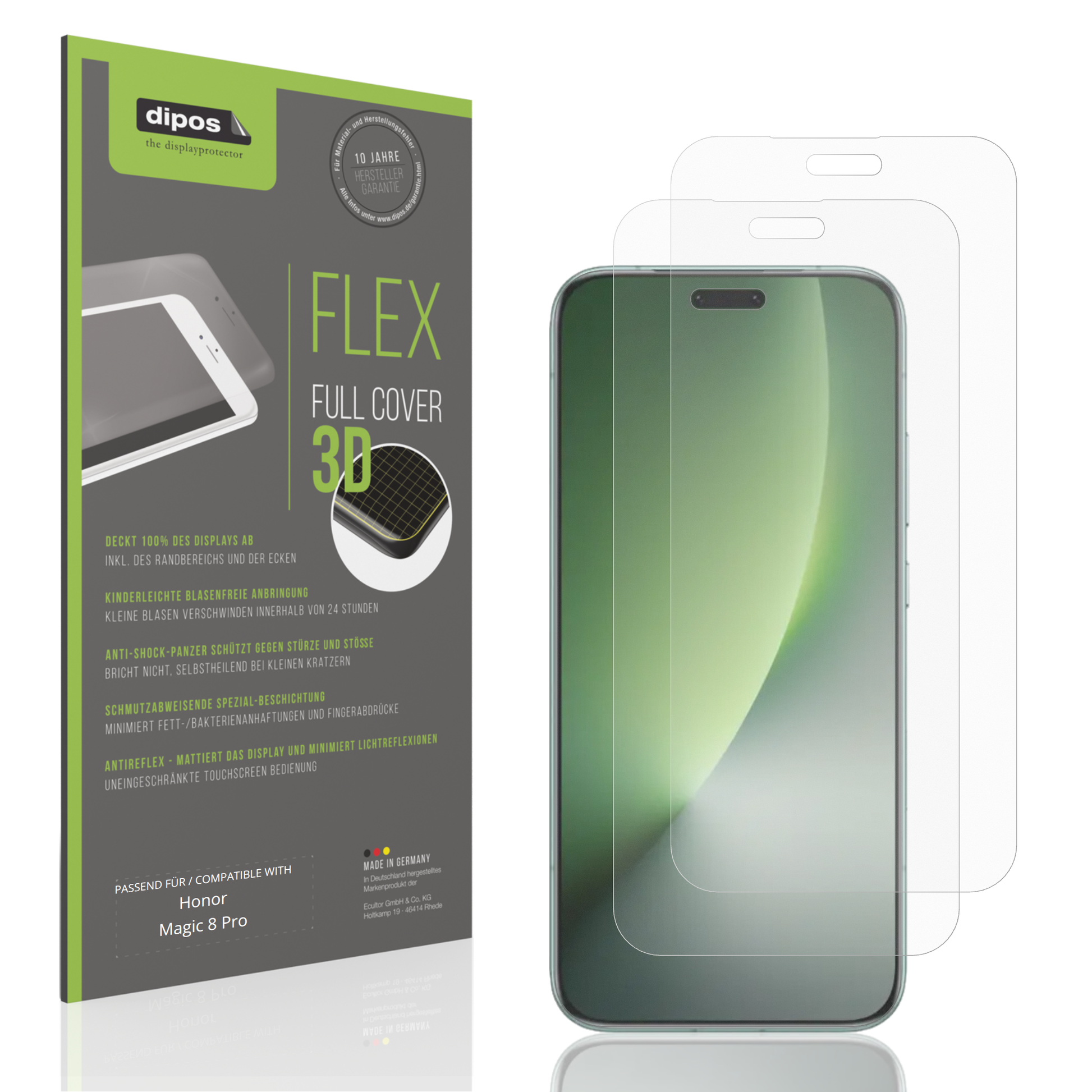 Matte Displayschutzfolie von dipos passend für honormagic 8 pro, 100% Displayabdeckung und blasenfreie Montage