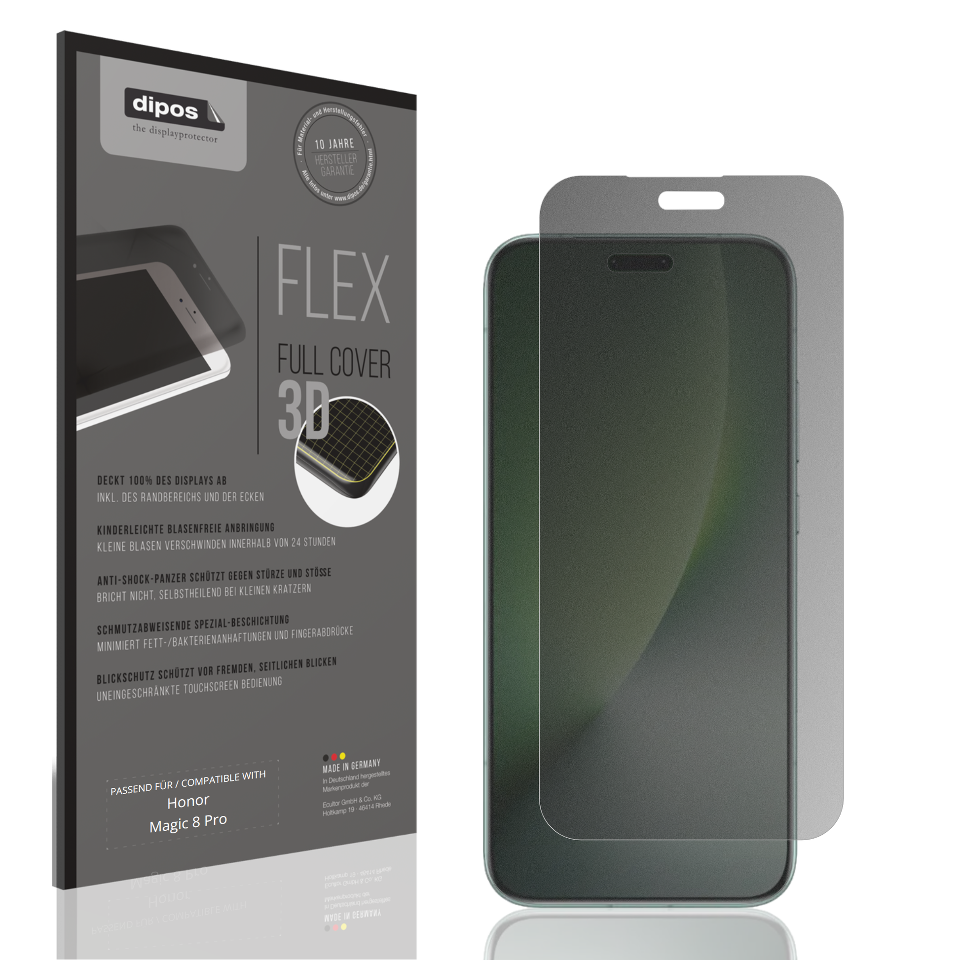 Blickschutzfolie von dipos passend für honormagic 8 pro, 100% Displayabdeckung und blasenfreie Montage