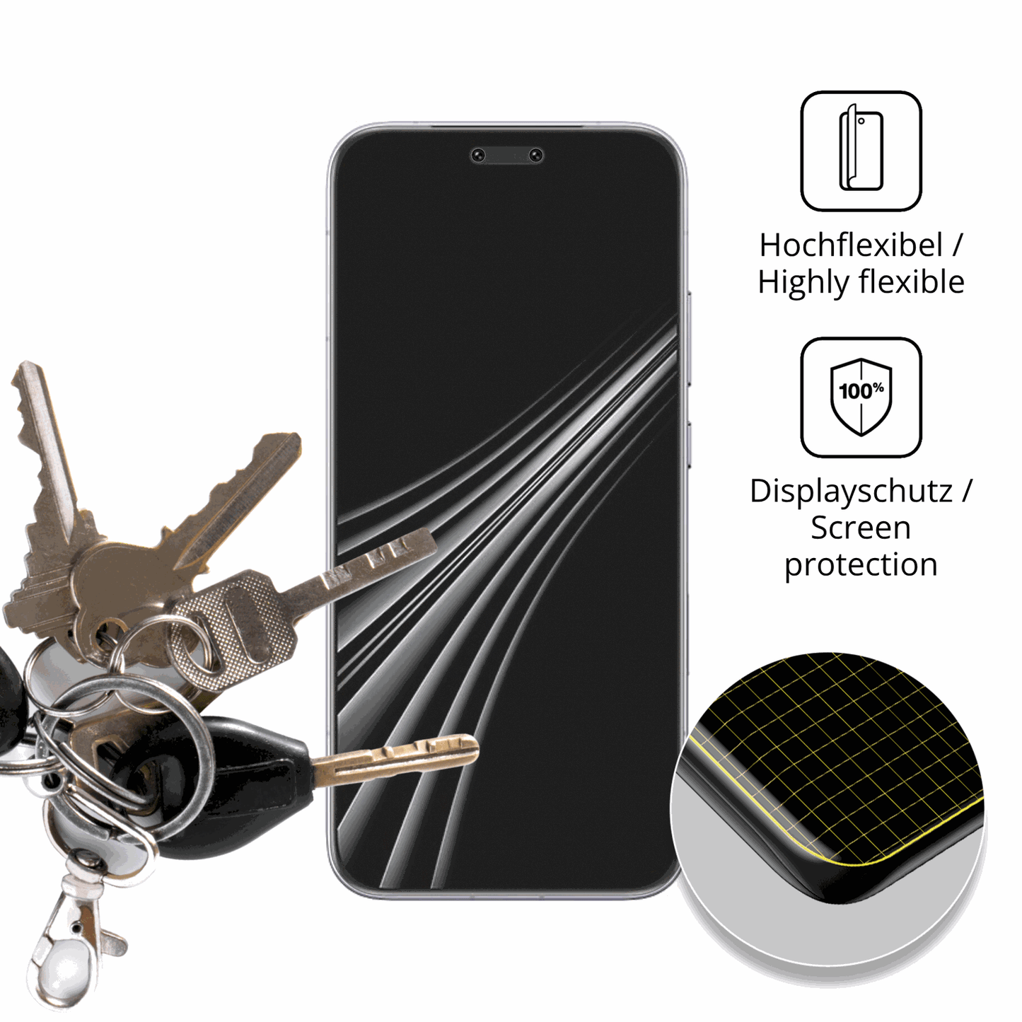 dipos Displayschutz für Honor Magic 8 RSR Porsche Design, transparente Oberfläche, perfekte Passform auch für die Rundungen