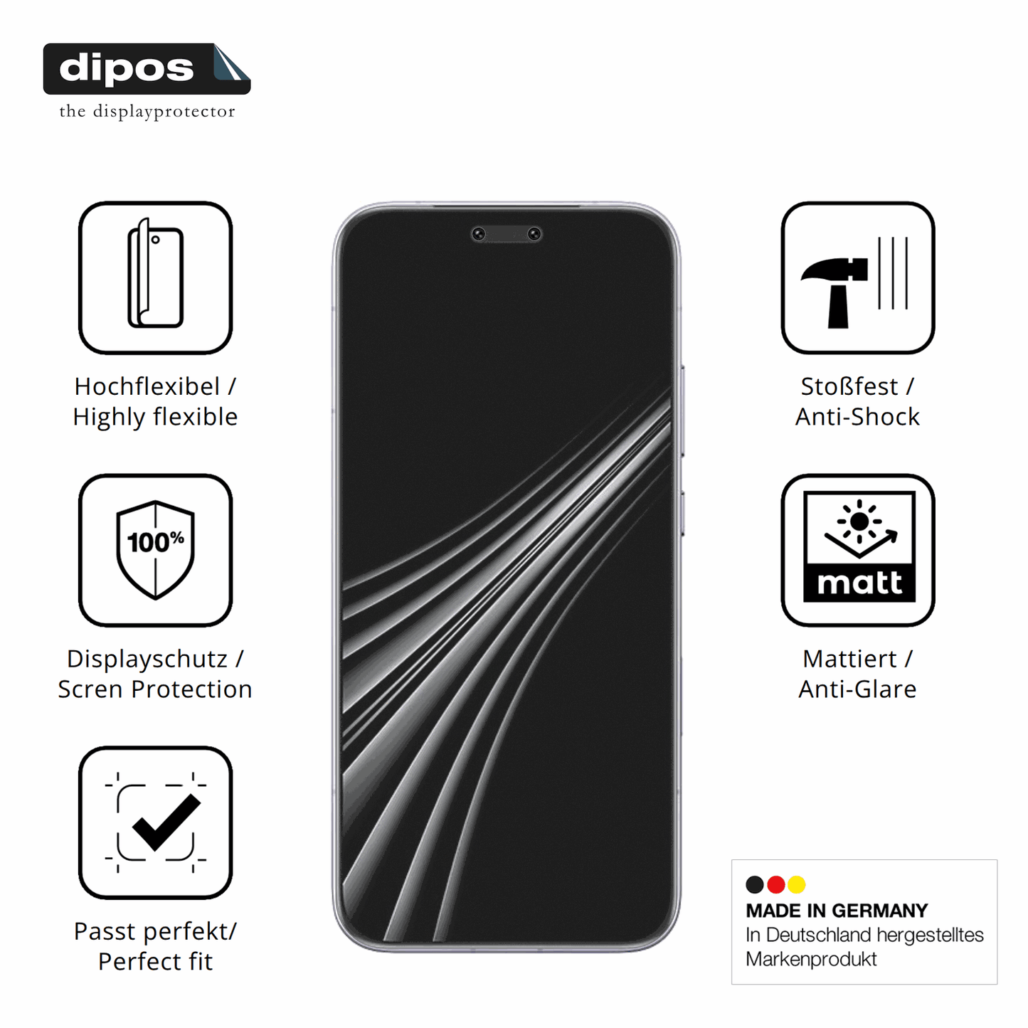Displayschutz hergestellt in Deutschland, höchste Qualität made in Germany